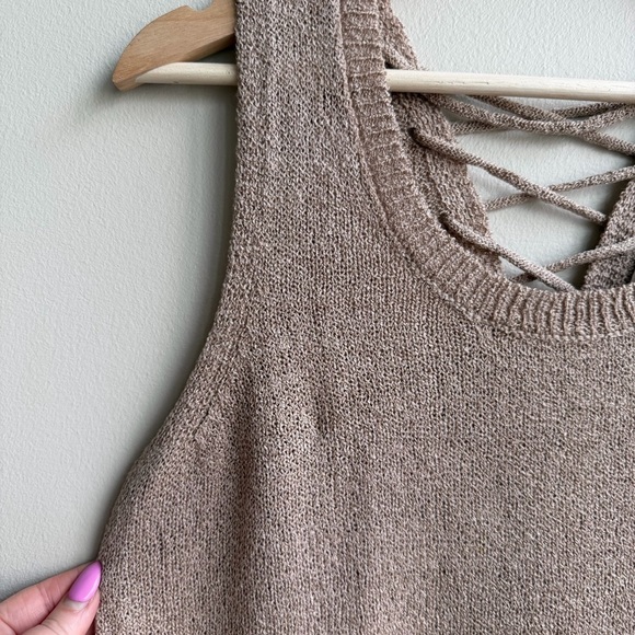 MINE Knitted Tank Top Lace Up Back - Picture 4 of 12